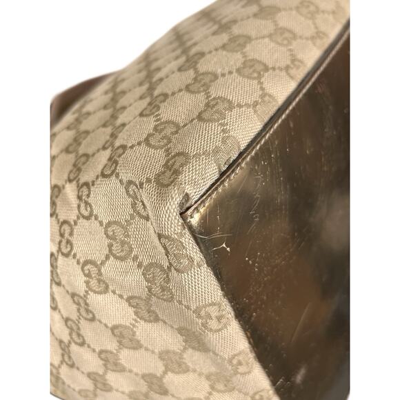 Gucci GG Monogram Canvas Large Web Handle Bucket Tote Pink Gold 131231 204991 - Picture 8 of 16